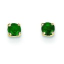 Emerald Post Earrings in 14k Yellow Gold