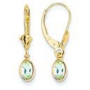 Aquamarine Earrings March in 14k Yellow Gold