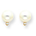 Pearl Diamond Earrings in 14k Yellow Gold (0.022 Ct. tw.)