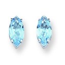 Blue Topaz Diamond Marquis Stud Earring in 14k White Gold 