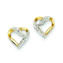 Rhodium Marquise Diamond Heart Post Earrings in 14k Yellow Gold 