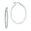 Quality Completed Diamond In Out Hoop Earrings in 14k White Gold (0.71 Ct. tw.) (0.71 Ct. tw.)
