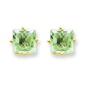 Square Green Amethyst Earring in 14k Yellow Gold