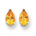 Pear Citrine Earring in 14k White Gold
