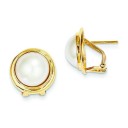 Cultured Mabe Pearl Earrings in 14k Yellow Gold