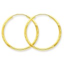 Satin Diamond Cut Endless Hoop Earrings in 14k Yellow Gold 