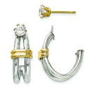 J Hoop With CZ Stud Earring Jackets in 14k Two-tone Gold