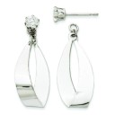 Oval Dangle With CZ Stud Earring Jackets in 14k White Gold