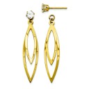 Oval With CZ Stud Earrings Jackets in 14k Yellow Gold