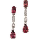 Pink Tourmaline Diamond Earrings in 14k White Gold (0.07 Ct. tw.) (0.07 Ct. tw.)