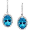 Blue Topaz Diamond Earring in 14k White Gold (0.875 Ct. tw.) (0.875 Ct. tw.)