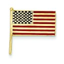 Enameled Flag Tie Tac in 14k Yellow Gold