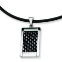 Silver Black Pendant in Stainless Steel