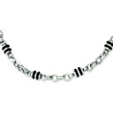 Rubber Accent Barrel Link Necklace in Stainless Steel