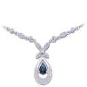 Blue Sapphire Diamond Necklace in 14k White Gold (0.25 Ct. tw.) (0.25 Ct. tw.)