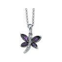 Amethyst Diamond Necklace in 14k White Gold (0.02 Ct. tw.) (0.02 Ct. tw.)