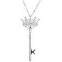 Diamond Crown Key Necklace in Sterling Silver (0.1 Ct. tw.) (0.1 Ct. tw.)
