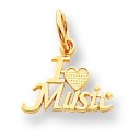 Talking I Love Music Charm in 10k Yellow Gold