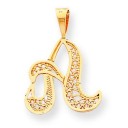 Script Initial A Charm in 10k Yellow Gold