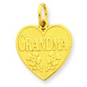 Grandma Heart Charm in 14k Yellow Gold