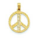Peace Sign Letters Pendant in 14k Yellow Gold