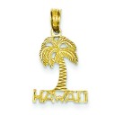 Hawaii Palm Tree Pendant in 14k Yellow Gold