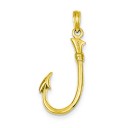 Fishing Hook Pendant in 14k Yellow Gold