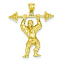 Bodybuilder Weights Pendant in 14k Yellow Gold