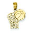 Basketball Hoop Ball Pendant in 14k Yellow Gold