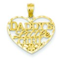 Daddy Little Girl Heart Pendant in 14k Yellow Gold