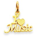 I Love Music Charm in 14k Yellow Gold