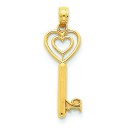 Heart Key Charm in 14k Yellow Gold