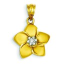 Diamond Cut Floral Pendant in 14k Yellow Gold