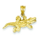 Open Backed Crocodile Pendant in 14k Yellow Gold