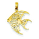 Polished Angelfish Pendant in 14k Yellow Gold