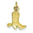 Cowboy Boot Pendant in 14k Yellow Gold