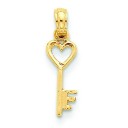 Key Heart Top Pendant in 14k Yellow Gold