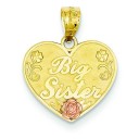 Big Sister Heart Pendant in 14k Two-tone Gold