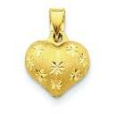 Diamond Cut Puffed Heart Pendant in 14k Yellow Gold