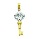 Heart Key Pendant in 14k Yellow Gold