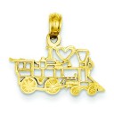 I Love Train Pendant in 14k Yellow Gold