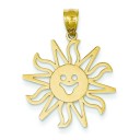 Smiling Sun Pendant in 14k Yellow Gold