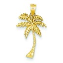Mini Palm Tree Pendant in 14k Yellow Gold