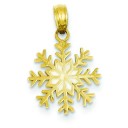 White Snowflake Pendant in 14k Yellow Gold