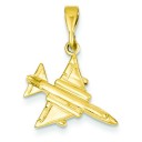 Fighter Jet Pendant in 14k Yellow Gold