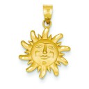 Diamond Cut Small Sun Charm in 14k Yellow Gold