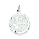 I Love You Disc Charm in Sterling Silver