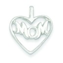 Mom Heart Charm in Sterling Silver