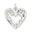Filigree Heart Charm in Sterling Silver