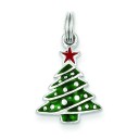 Enamel Christmas Tree Charm in Sterling Silver